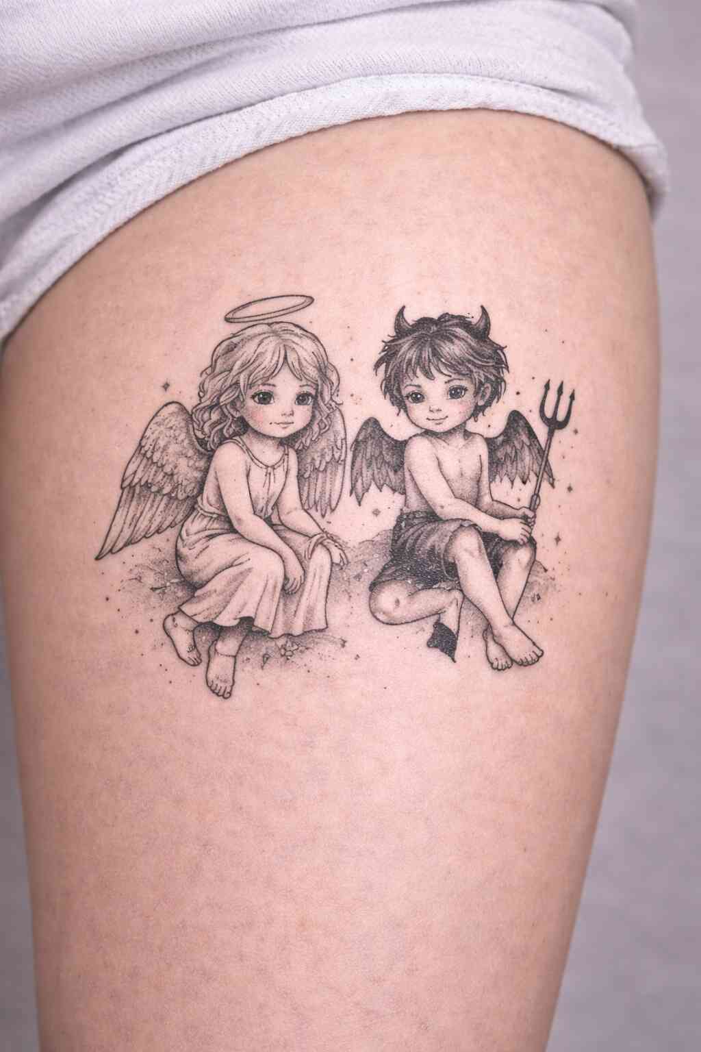 tatuaż anioł i diabeł